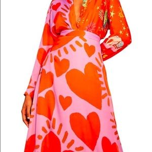 Farm Rio Wild Hearts midi skirt XS - NWT